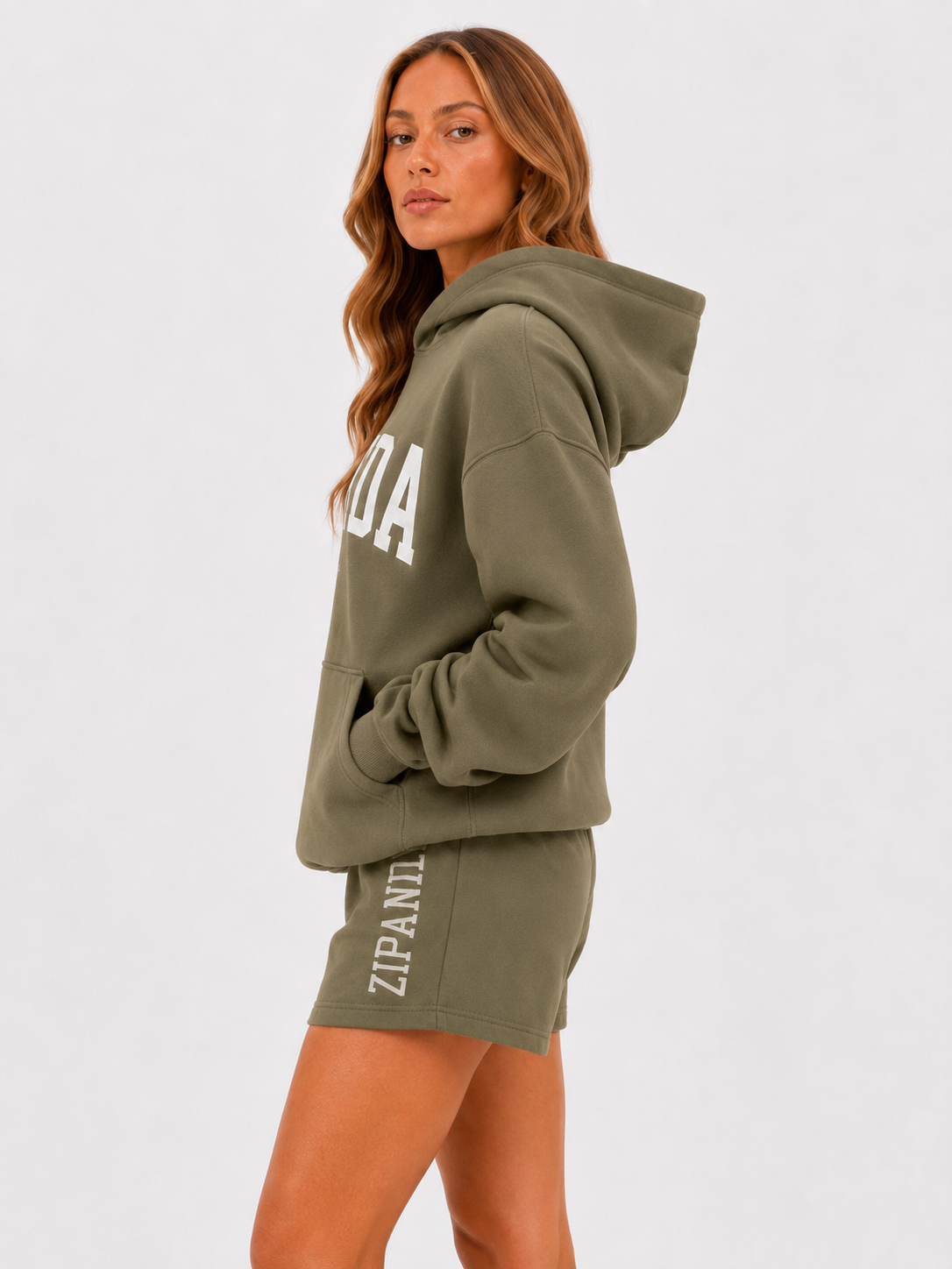 ZIPANDA Original Women's Oversized Hoodie & Leggings Co-Ord Set – Brown Fleece Lounge & Activewear Set