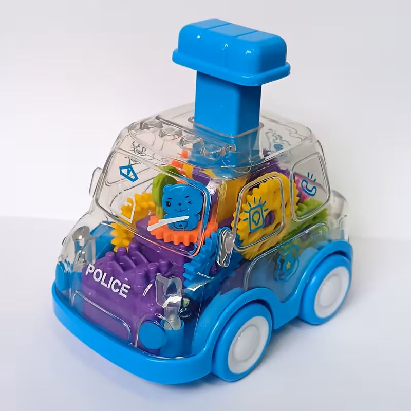 1pc Children Cartoon Transparent Gear Toy Car, Educational Pull Back Car Model, Boy And Girl Christmas Halloween Thanksgiving Birthday Gift (Gear Color Is Random)