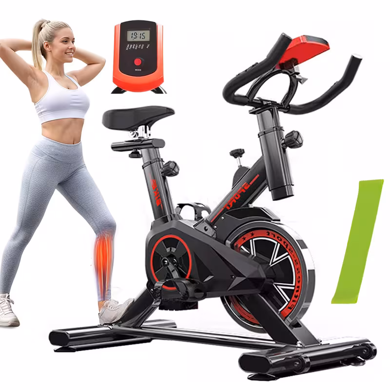 Indoor Exercise Bike | Silent Cycling Trainer With LCD Monitor, Adjustable Resistance & Heart Rate SensorCapacity | Home Fitness Spin Bike With Stand & Water Bottle Holder, Without Battery