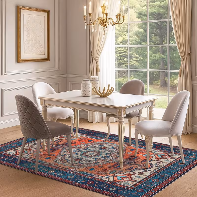 Vintage Carpet with Anti Slip Backing, Suitable for Use in Living Rooms, Bedrooms, And Dining Rooms, Pet Friendly Carpet, Enriching Home Decor