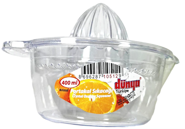 Clear Plastic Crystal Orange Lemon Juice Squeezer D10512 (Parcel Rate)