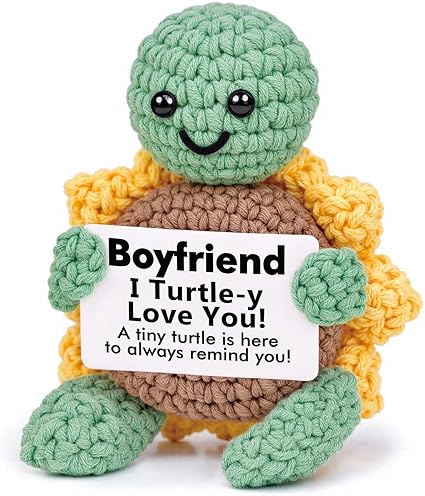 Handmade Crochet Sunflower Turtle Decor- Cute Anniversary Christmas Birthday Presents for Boyfriend, I Love You Gifts for Him