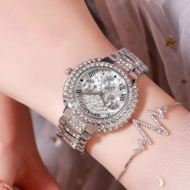 New Trendy Gold Women Luxury Sport Wrist Watch Shiny Lady Diamond Jewelry Watches Design for Girls